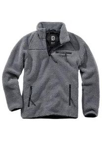 Kapuzenpullover BRANDIT "Brandit Herren Teddyfleece Troyer", Damen, Gr. XXL, anthrazit, 100% Polyester, unifarben, normal, amerikanischer Ausschnitt, Pullover Kapuzenpullover