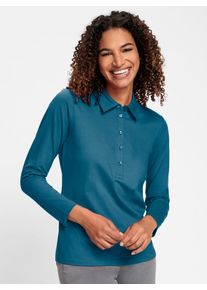 Poloshirt Casual Looks "Poloshirt", Damen, Gr. 50, blau (topas), 95% Baumwolle, 5% Elasthan, unifarben, Shirts Poloshirt