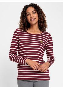 T-Shirt Casual Looks "Shirt", Damen, Gr. 44, rot (dunkelrot, ecru, gestreift), 50% Baumwolle, 50% Modal, gemustert, gestreift, mehrfarbig, Rundhals, Shirts T-Shirt