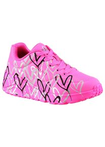 Sneaker Skechers "UNO LITE-METALLIC LOVE", M&auml;dchen, Gr. 28, bunt (pink, multi), Lederimitat, kontrastfarbene Details, Schuhe Sneaker, Keil,-Schn&uuml;rschuh, Skech-Air Funktion, Gr&ouml;&szlig;enschablone zum Download