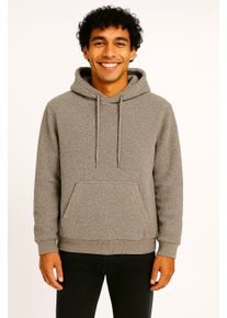 Only & Sons Sweatshirt ONLY & SONS "ONSEMILIO REG TEDDY HOODIE SWEAT VD", Herren, Gr. M, braun (walnut), angeraute Sweatware, Obermaterial: 100% Polyester, unifarben, regular fit normal, Rippb&uuml;ndchen, Sweatshirts Sweatshirt