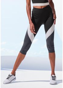 active by Lascana Caprileggings LASCANA ACTIVE, Damen, Gr. L (44/46), N-Gr, schwarz (anthrazit, wei&szlig;, grau), Single Jersey, Obermaterial: 95% Baumwolle, 5% Elasthan, unifarben mit Farbeins&auml;tzen, figurbetont kniebedeckend, Hosen Caprileggings, Sporthose in Colourblockingdesign, Topseller