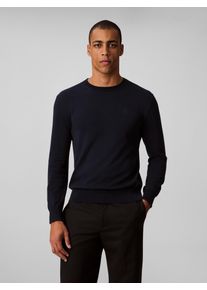 Strickpullover Calvin Klein "LS SUPIMA COTTON CREW 14GG", Herren, Gr. XXL, blau (schwarz sapphire), Strick, Obermaterial: 100% Baumwolle, unifarben, regular fit normal, Rundhals, eingesetzt Rippstrickb&uuml;ndchen, Pullover Strickpullover, Mit Rundhalsausschnitt