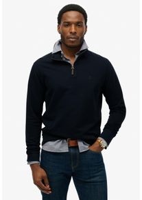 Sweatshirt Superdry "CLASSIC ESSENTIAL HENLEY", Herren, Gr. M, super schwarz navy, angeraute Sweatware, Obermaterial: 100% Baumwolle, unifarben, regular fit normal, hoch geschlossener Ausschnitt, Rippb&uuml;ndchen, Sweatshirts Sweatshirt