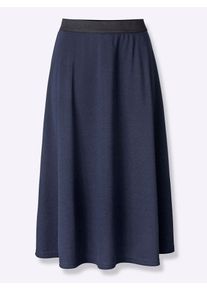 Jerseyrock Classic Basics, Damen, Gr. 48, blau (marine, jeansblau), 97% Polyester, 3% Elasthan, meliert, unifarben, wadenlang, R&ouml;cke Jerseyrock