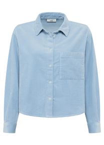 Marc O'Polo Langarmbluse MARC O'POLO DENIM, Damen, Gr. M, blau dusk, Cord, Obermaterial: 100% Baumwolle, loose fit, Manschette, Blusen Langarmbluse, Cordbluse loose fit mit l&auml;ssiger Bubble-Struktur