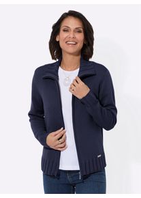 Cardigan Casual Looks, Damen, Gr. 40, blau (marine), 50% Baumwolle, 50% Polyacryl, unifarben, Strickjacken Cardigan
