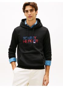 Kapuzensweatshirt Tommy Hilfiger "BRAND LOVE BIG TEXT", Herren, Gr. L, schwarz, Sweatware, Obermaterial: 63% Baumwolle, 37% Polyester, unifarben, regular fit normal, Rundhals, eingesetzt Rippb&uuml;ndchen, Sweatshirts Kapuzensweatshirt, Regular fit mit Kapuze