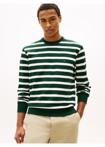 Sweatshirt Tommy Hilfiger "TERRY BLOCK", Herren, Gr. M, nocturnal gr&uuml;n, ecru, Sweatware, Obermaterial: 100% Baumwolle, gestreift, regular fit normal, Rundhals, eingesetzt Rippb&uuml;ndchen, Sweatshirts Sweatshirt, Regular fit mit Rundhalsausschnitt