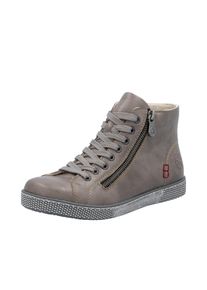 Schn&uuml;rboots Rieker, Damen, Gr. 39, grau, Lederimitat, unifarben, Schuhe Schn&uuml;rboots, Schn&uuml;rstiefelette, Casual-Boots mit Rei&szlig;verschluss au&szlig;en