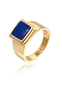 Siegelring Kuzzoi "Ring Siegelring Quadrat Emaille 925 Silber" Gr. 62, gold, Fingerringe, Herren, 62, ohne Stein, Silber 925 (Sterlingsilber), 13mm, Siegelring