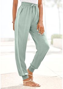 Schlupfhose Vivance, Damen, Gr. 46, N-Gr, gr&uuml;n (mint), Web, Obermaterial: 55% Leinen, 45% Viskose, unifarben, figurumspielend lang, Hosen Schlupfhose, aus leicht strukturierter Webware, Topseller