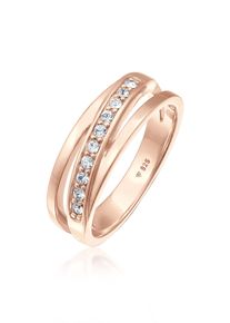 Silberring Elli "Ring Raffiniert Bandring Wickelring 925 Silber, mit Kristallen von Swarovski" Gr. 54, rosa (rosegold), Fingerringe, Damen, 54, Silber 925 (Sterlingsilber), Silberring