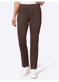 Schlupfhose Casual Looks, Damen, Gr. 46, Normalgr&ouml;&szlig;en, braun (schoko), 65% Baumwolle, 33% Polyester, 2% Elasthan, unifarben, lang, Hosen Schlupfhose