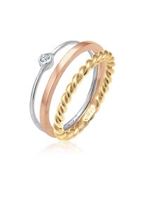 Ring-Set Elli "Ring Ring-Set mit 925 Silber, mit Kristallen von Swarovski" Gr. 56, bunt (zweifarbig), Fingerringe, Damen, 56, Silber 925 (Sterlingsilber), Ring-Set