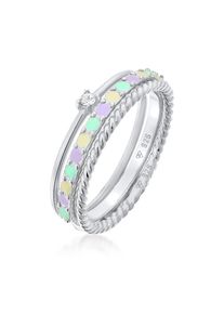 Ring-Set Elli "Ring Multi-Color Emaille 3er Set 925 Silber, mit Kristallen von Swarovski" Gr. 58, silber, Fingerringe, Damen, 58, Silber 925 (Sterlingsilber), Ring-Set