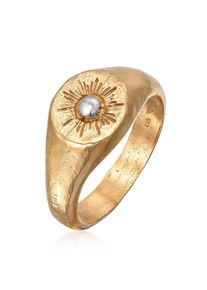 Siegelring HAZE & GLORY "Ring Siegelring - Sun Lover 925 Silber" Gr. 62, gold, Fingerringe, Herren, 62, Silber 925 (Sterlingsilber), Siegelring