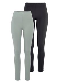 Boysen's Leggings BOYSEN'S, Damen, Gr. 38S, N-Gr, gr&uuml;n (schwarz, salbei), Jersey, Obermaterial: 95% Baumwolle, 5% Elasthan. Obermaterial Melange: 57% Baumwolle, 38% Polyester, 5% Elasthan, unifarben, Basic, sehr figurbetont kn&ouml;chellang, Hosen Leggings, mit Baumwolle NEUE FARBE