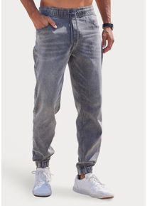 Jogger Pants John Devin "Jogg Pants", Herren, Gr. S (44/46), N-Gr, grau (grau, denim), Jeans, Obermaterial: 65% Baumwolle, 33% Polyester, 2% Elasthan, unifarben, bequem lang, Hosen Jogger Pants, Joggpants mit elastischem Bund aus weicher Stretch-Qualit&auml;t, Topseller