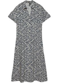 V&eacute;ro Moda Blusenkleid VERO MODA "VMJOSIE S/S CALF SHIRT DRESS WVN GA", Damen, Gr. S, N-Gr, birch aop:navy blazer bonnie, Web, Obermaterial: 83% Viskose, 17% Nylon, bedruckt, regular fit knieumspielend, V-Ausschnitt, Kleider Blusenkleid, Viskosemischung, regular fit