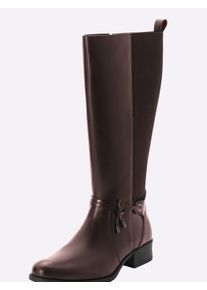 Weitschaftstiefel sheego, Damen, Gr. 43, XL-Schaft, braun, Glattleder, Leder, Schuhe Weitschaftstiefel