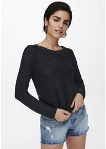 Strickpullover Only "ONLGEENA XO L/S PULLOVER KNT NOOS", Damen, Gr. M, blau (navy blazer), Strick, Obermaterial: 65% Polyacryl, 35% Polyamid, unifarben, tailliert kurz, Rundhals, Pullover Strickpullover, Topseller