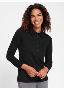 Poloshirt Casual Looks "Poloshirt", Damen, Gr. 46, schwarz, 95% Baumwolle, 5% Elasthan, unifarben, Shirts Poloshirt