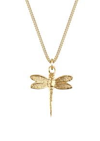 Kette mit Anh&auml;nger Elli "Halskette Libelle Panzerkette Tier Natur 925 Silber" Gr. 45, gold, Halsketten, Damen, 45, ohne Stein, Silber 925 (Sterlingsilber), Kette mit Anh&auml;nger