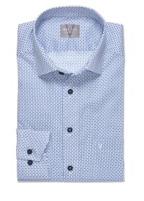 Langarmhemd MARVELIS, Damen, Gr. 45, N-Gr, bleu, Web, Obermaterial: 100% Baumwolle, gemustert, comfort fit h&uuml;ftbedeckend, Rundhals, 2-Knopf-Manschette, Hemden Langarmhemd, mit Minimal-Print