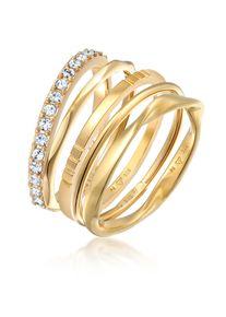 Ring-Set Elli "Ring Stapelringe Bandringe 5er Set 925 Silber, mit Kristallen von Swarovski" Gr. 56, gold, Fingerringe, Damen, 56, Silber 925 (Sterlingsilber), Ring-Set
