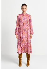 Druckkleid RICHROYAL, Damen, Gr. 40, N-Gr, soft orchid, Web, Obermaterial: 100% Viskose, bedruckt, gebl&uuml;mt, figurumspielend kniebedeckend, Rundhals, 1-Knopf-Manschette, Kleider Druckkleid, Blusenkleid mit breitem Bindeg&uuml;rtel, aus Viskose