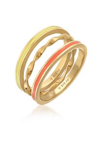 Ring-Set Elli "Ring Emaille Gedreht BasicTrio 3er Set 925 Silber" Gr. 58, gold, Fingerringe, Damen, 58, ohne Stein, Silber 925 (Sterlingsilber), Ring-Set