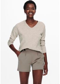 Strickpullover Only "ONLCAMILLA V-NECK L/S PULLOVER KNT NOOS", Damen, Gr. L, beige (pumice stone melange), Strick, Obermaterial: 74% Polyacryl, 24% Polyester, 2% Elasthan, meliert, figurumspielend normal, V-Ausschnitt, Pullover Strickpullover