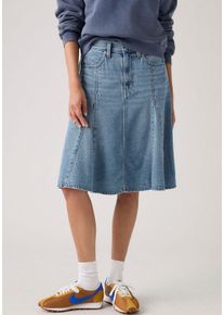 Levi's Jeansrock LEVI'S "GODET KNEE LENGTH SKIRT", Damen, Gr. 28, good grades tencel skirt, Denim/Jeans, Obermaterial: 55% Baumwolle, 45% Lyocell, unifarben, normal kniefrei, R&ouml;cke Jeansrock, Midirock mit Falten