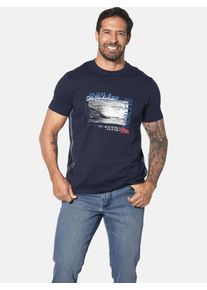 Rundhalsshirt Jan Vanderstorm "T-Shirt PITTER", Herren, Gr. L, blau (dunkelblau), Obermaterial: 100% Baumwolle CO., Shirts Rundhalsshirt