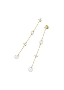 Paar Ohrh&auml;nger "Ohrh&auml;nger mit S&uuml;&szlig;wasser-Perlen und Zirkonia, Silber 925", gold, Giorgio Martello MILANO, Ohrringe, Damen, Silber 925 (Sterlingsilber), Paar Ohrh&auml;nger