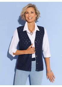 Strickweste Classic Basics, Damen, Gr. 44, blau (marine), 100% Polyacryl, unifarben, Westen Strickweste