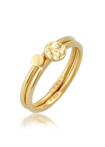 Ring-Set Elli "Ring Stacking Stapel Kreis Platte 2er Set 925 Silber" Gr. 58, gold, Fingerringe, Damen, 58, ohne Stein, Silber 925 (Sterlingsilber), 2mm, Ring-Set