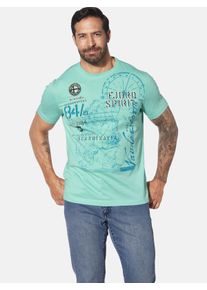 Rundhalsshirt Jan Vanderstorm "T-Shirt DOMINIK", Herren, Gr. L, blau (t&uuml;rkis), Obermaterial: 100% Baumwolle CO., Shirts Rundhalsshirt