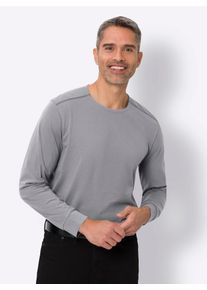 Rundhalsshirt CLASSIC "Langarm-Shirt", Damen, Gr. 44/46, grau (grau, meliert), 100% Baumwolle, 10% Viskose, 90% Baumwolle, unifarben, Rundhals, Shirts Rundhalsshirt