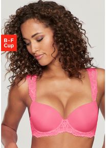 Schalen-BH Lascana "Flora", Damen, Gr. 80, Cup D, pink, Microtouch, Obermaterial: 88% Polyamid, 12% Elasthan, BHs Schalen-BH, mit wundersch&ouml;nen Spitzentr&auml;gern und edlem Glitzeraccessoire, Dessous