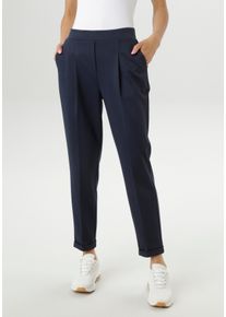 Schlupfhose Aniston SELECTED, Damen, Gr. 46, N-Gr, blau, Jersey, Obermaterial: 65% Polyester, 32% Viskose, 3% Elasthan, unifarben, figurumspielend 7/8-L&auml;nge, Hosen Schlupfhose, mit Bundfalten, Topseller