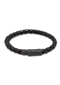 Lederarmband Kuzzoi "Armband Herren Echtleder Rund Geflochten Magnetverschluss" Gr. 190, schwarz, Armb&auml;nder, Herren, 190, Silber 925 (Sterlingsilber), Lederarmband