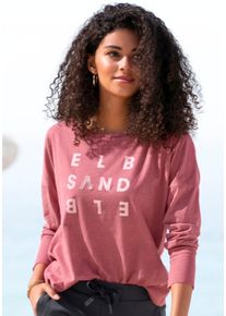 Longsleeve ELBSAND "Ingrun", Damen, Gr. M (38), lila (mauve meliert), Jersey, Obermaterial: 50% Baumwolle, 50% Polyester, unifarben, figurumspielend h&uuml;ftlang, Rundhals, Rippb&uuml;ndchen, Shirts Longsleeve, mit Logodruck vorne, Langarmshirt aus Baumwoll-Mix, sportlich-casual