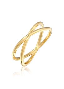 Silberring Elli Premium "Ring X Kreuz Wickelring 375 Gelbgold" Gr. 58, gold, Fingerringe, Damen, 58, Gelbgold 375, Silberring
