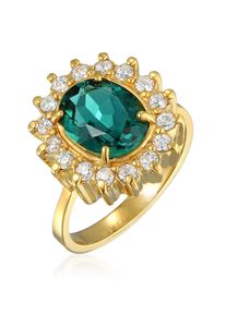 Silberring Elli Premium "Ring Cocktailring Quarz Gr&uuml;n Royal Zirkonia 925 Silber" Gr. 54, gold, Fingerringe, Damen, 54, Silber 925 (Sterlingsilber), Silberring