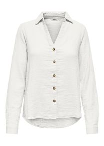 Langarmbluse Only "ONLTHYRA LIFE L/S REGULAR SHIRT NOOS WVN", Damen, Gr. M, cloud dancer, Web, Obermaterial: 100% Baumwolle, unifarben, regular fit h&uuml;ftbedeckend, V-Ausschnitt, Blusen Langarmbluse