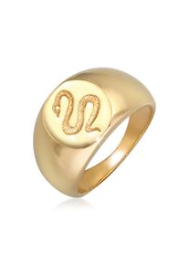 Siegelring Elli Premium "Ring Siegelring Schlange Kraft Symbol 925 Silber" Gr. 56, gold, Fingerringe, Damen, 56, Silber 925 (Sterlingsilber), Siegelring