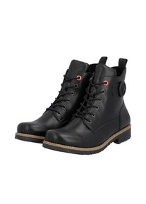 Schn&uuml;rstiefelette Rieker, Damen, Gr. 38, schwarz, Lederimitat, unifarben, Basic, Schuhe Schn&uuml;rstiefelette, Schn&uuml;rboots, Stiefelette, Blockabsatz mit dekorativer Zierschnalle