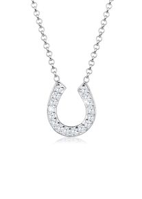 Silberkette Elli "Halskette Hufeisen Gl&uuml;ck Zirkonia 925 Sterling Silber" Gr. 55, wei&szlig;, Halsketten, Damen, 55,mit Stein, Silber 925 (Sterlingsilber), Silberkette